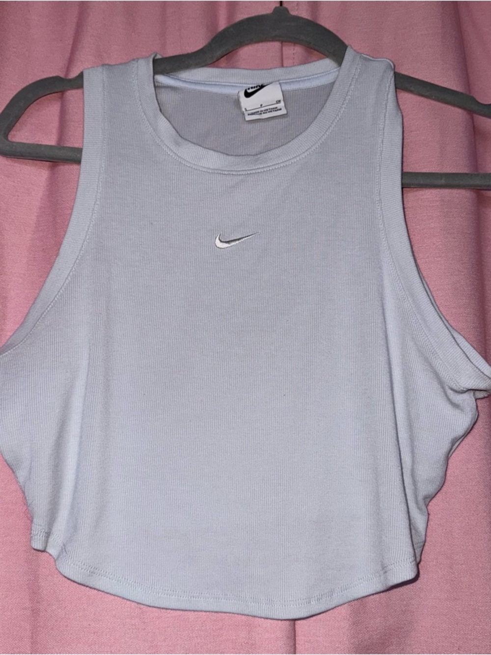 Nike Women’s Light Blue Ribbed Tank Top with Swoosh
